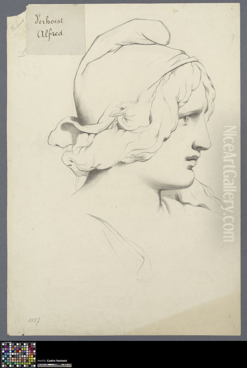 woman wearing a Phrygian cap Oil Painting by Alfred Verhoest