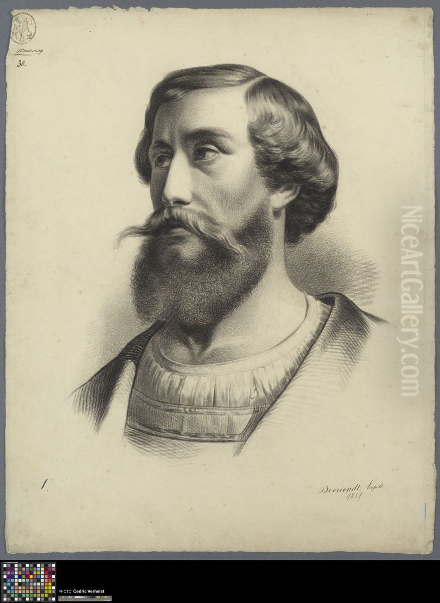 bust of a bearded man Oil Painting by Leopold Devriendt