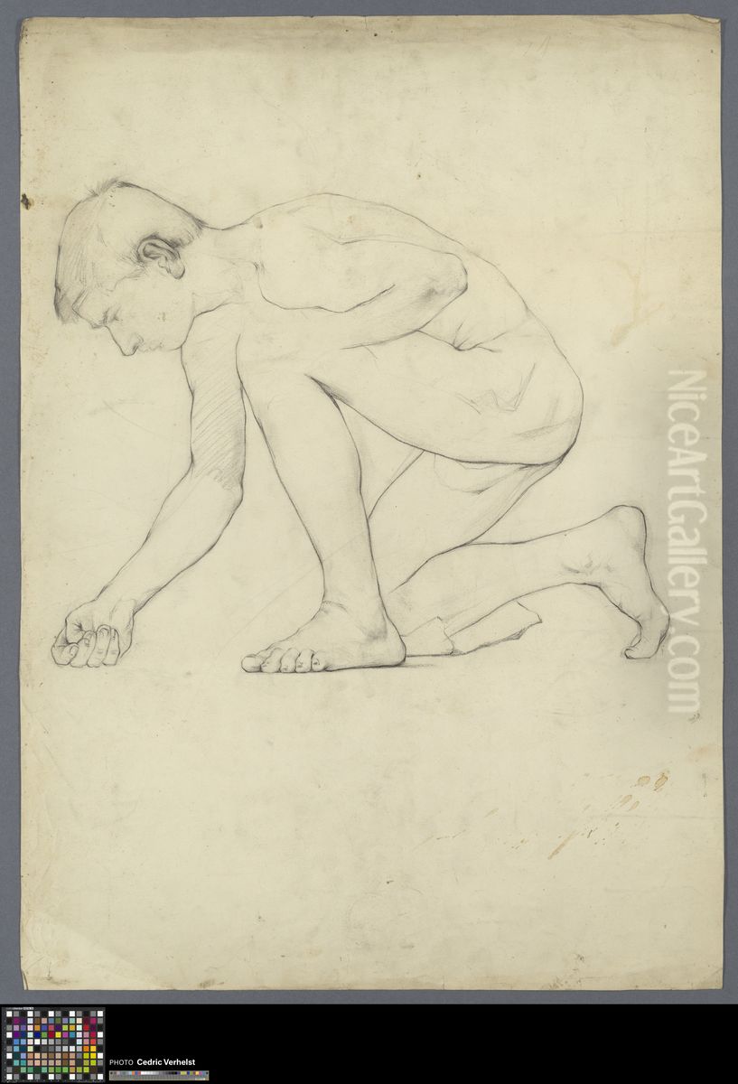 kneeling male nude Oil Painting by Musea Brugge