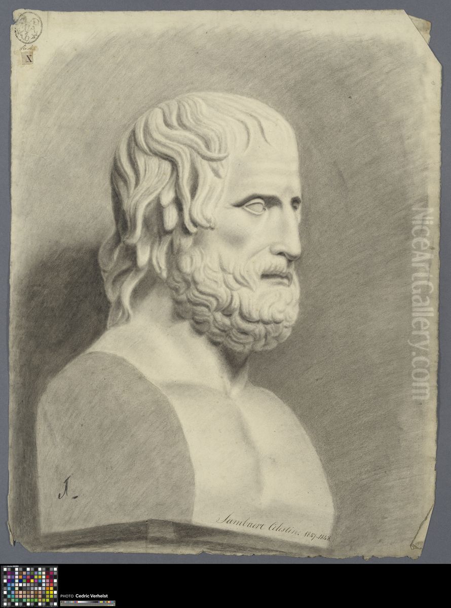 bust of Euripides Oil Painting by Celestin Sambaert