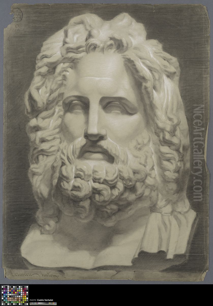 bust of Zeus of Otricoli Oil Painting by Hector Vermeire