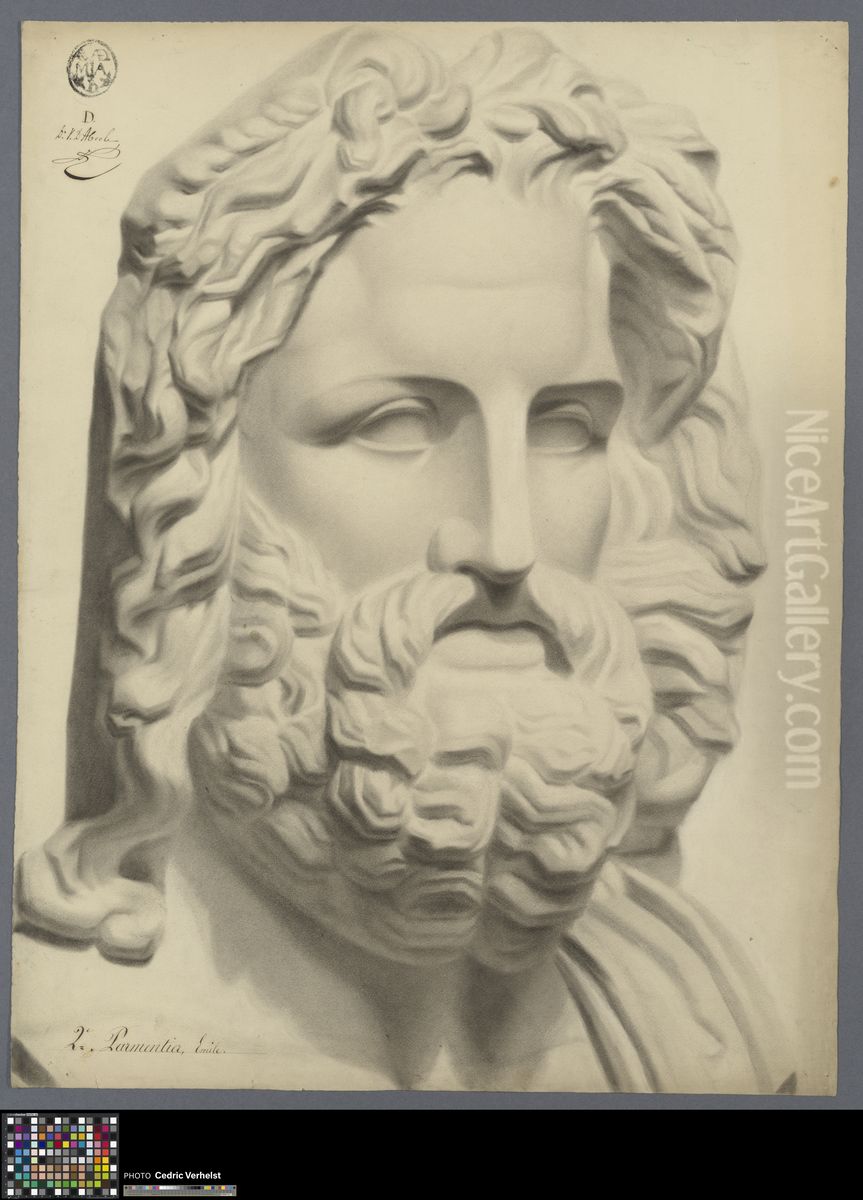 bust of Zeus of Otricoli Oil Painting by Emile Parmentier