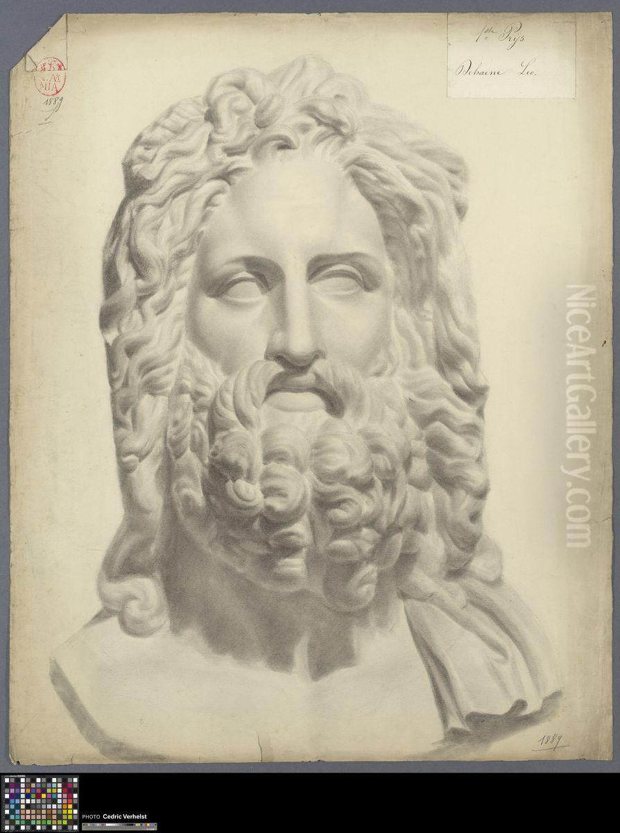 bust of Zeus of Otricoli Oil Painting by Leo Dehaene