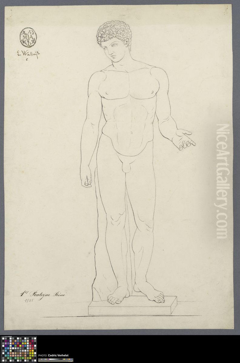 line drawing of Antinous Oil Painting by Rene Fonteyne