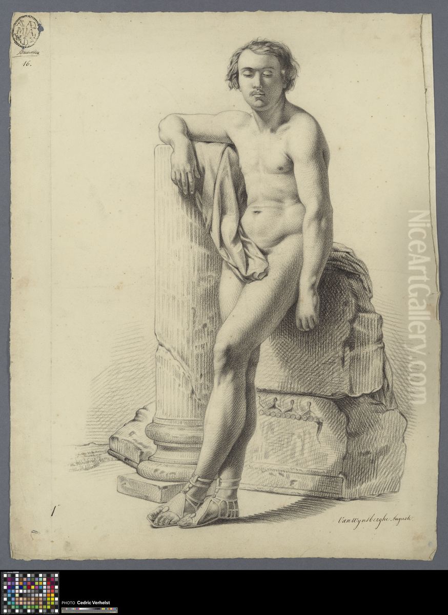 standing male nude Oil Painting by Auguste Vanwynsberghe