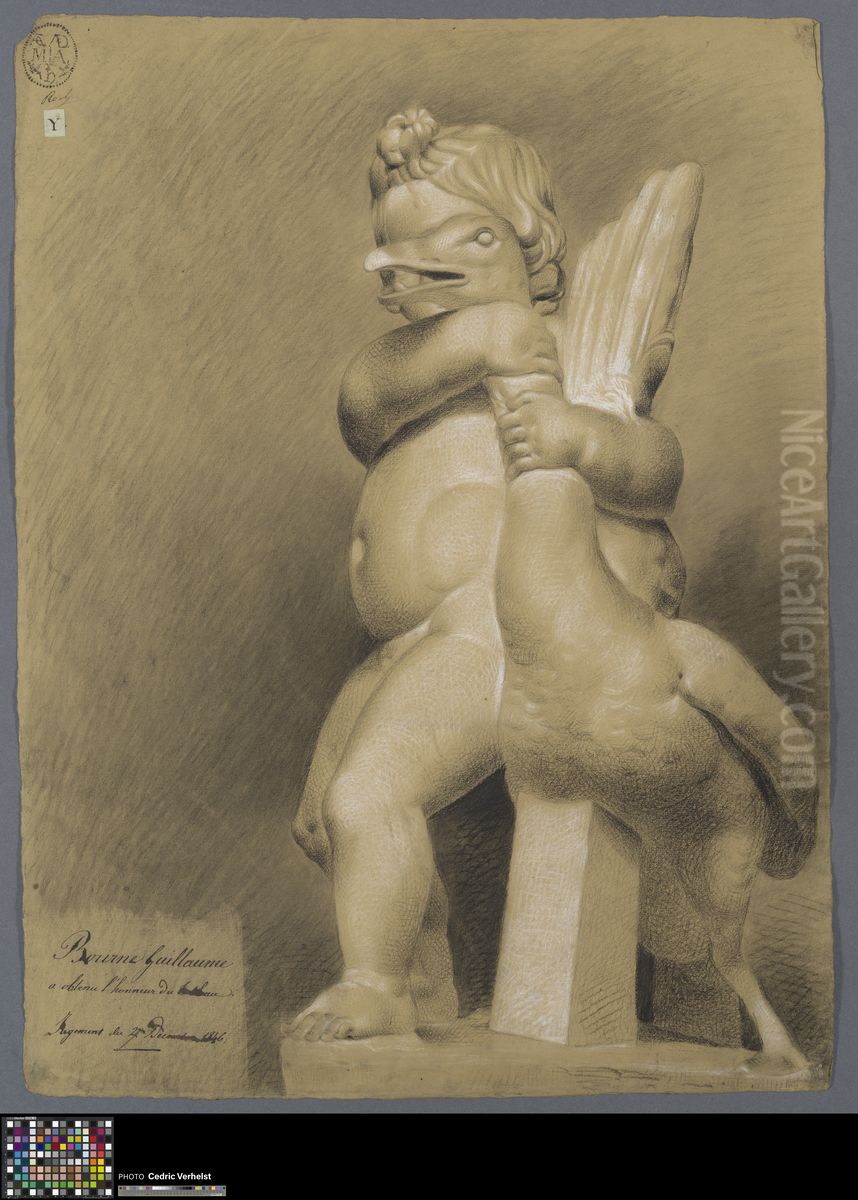 child with a goose Oil Painting by Guillaume Bourne