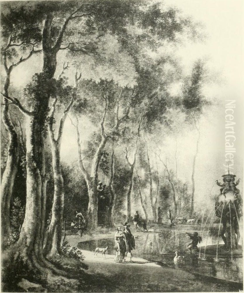 View of a park Oil Painting by Jan Hackaert