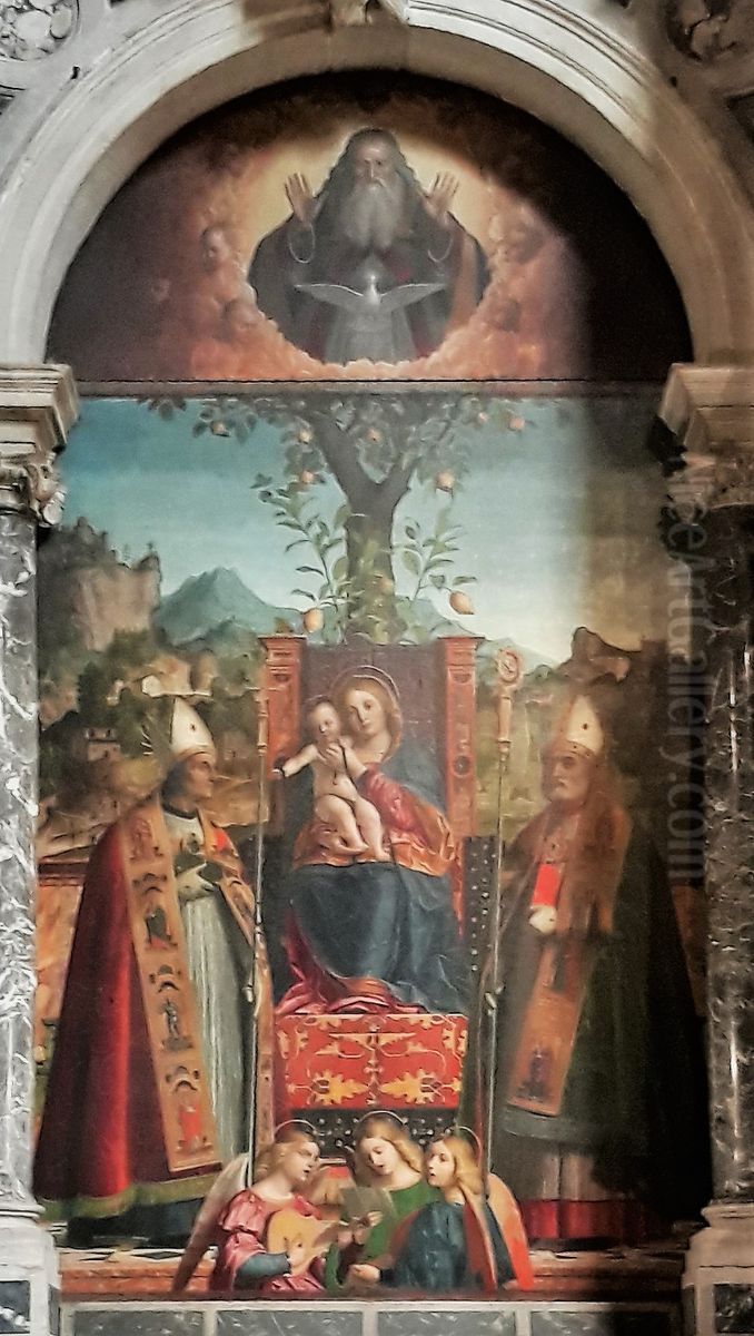 Madonna tra i santissimi Lorenzo Giustiniani e Zeno Oil Painting by Girolamo dai Libri