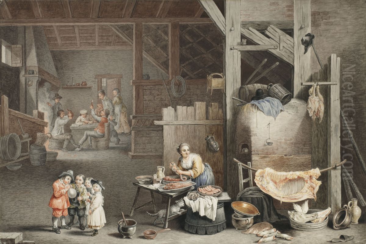 Hotel kitchen Oil Painting by Jacques-Albert Senave