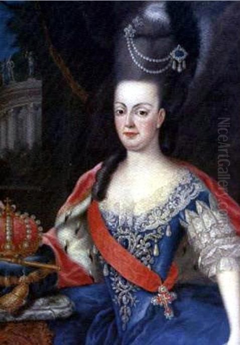 QueenMaria I of Portugalwith regalia Oil Painting by Unidentified painter