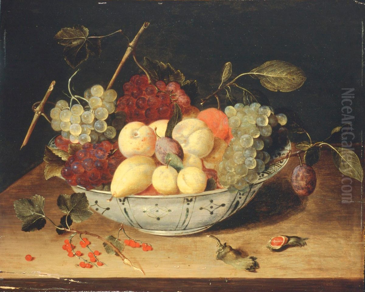 Fruit in a Wanli porcelain bowl Oil Painting by Isaak Soreau