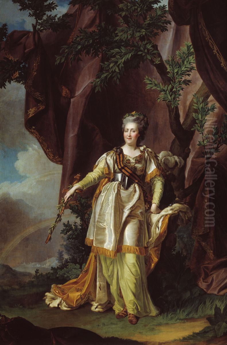 Portrait of Catherine II of Russia (1729-1796) Oil Painting by Dmitry Levitzky
