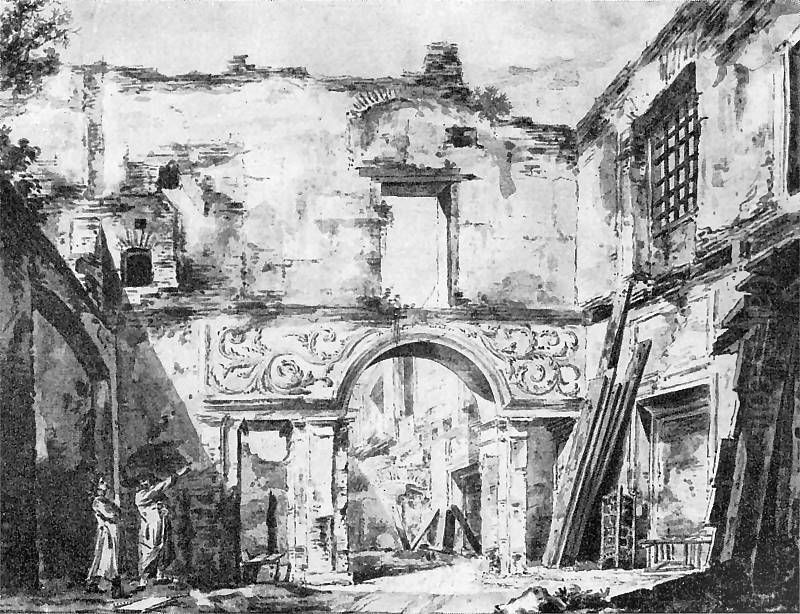 View of the ruins of the room in the Gozdzki Palace. Oil Painting by Zygmunt Vogel