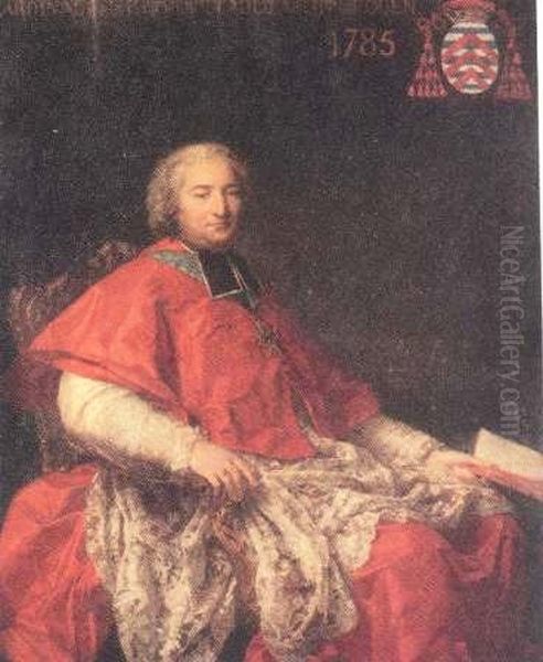 Portrait de Monseigneur Dominique de La Rochefoucauld, archeveque de Rouen Oil Painting by Francois-Hubert Drouais