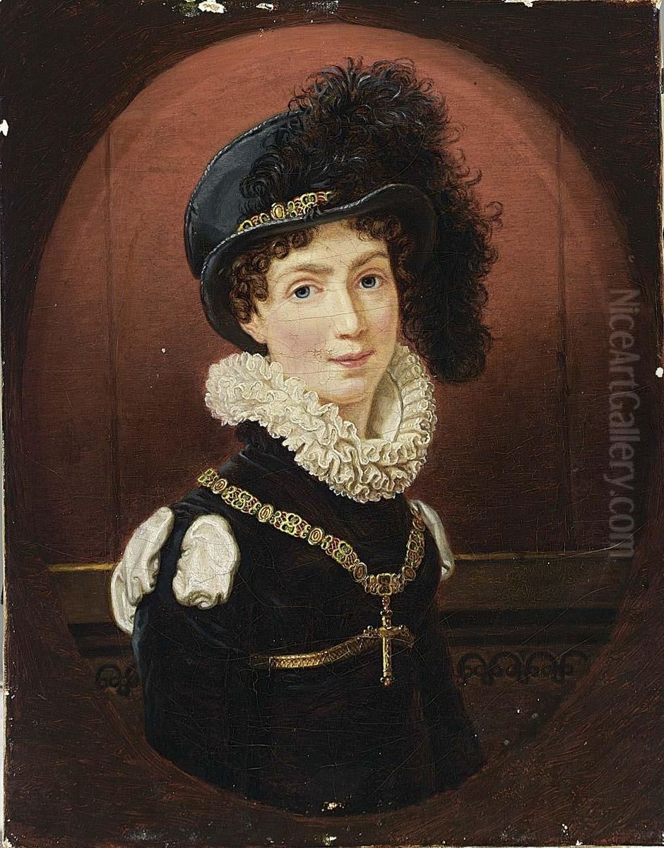 Auguste Amalie de Baviere Oil Painting by Joseph Karl Stieler