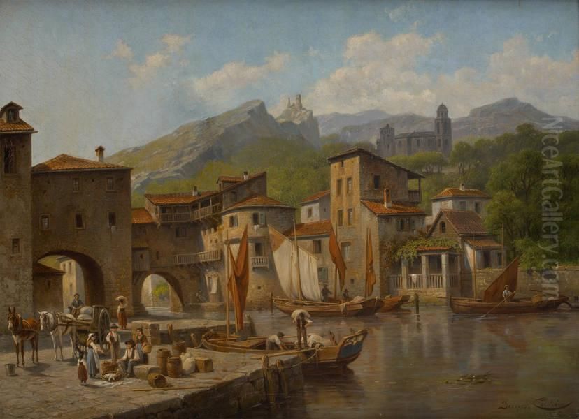 Vue Du Lac De Garde Oil Painting by Jacques Carabain