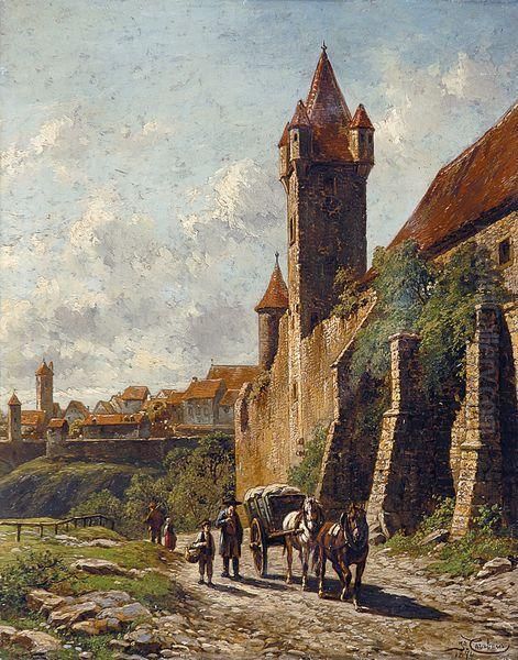 En Allemagne, Pres Des Remparts Oil Painting by Jacques Carabain