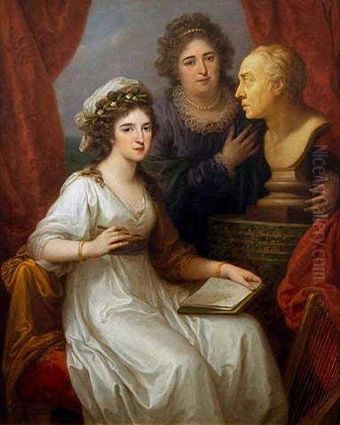 Anna Chernysheva and daughter Oil Painting by Angelica Kauffmann