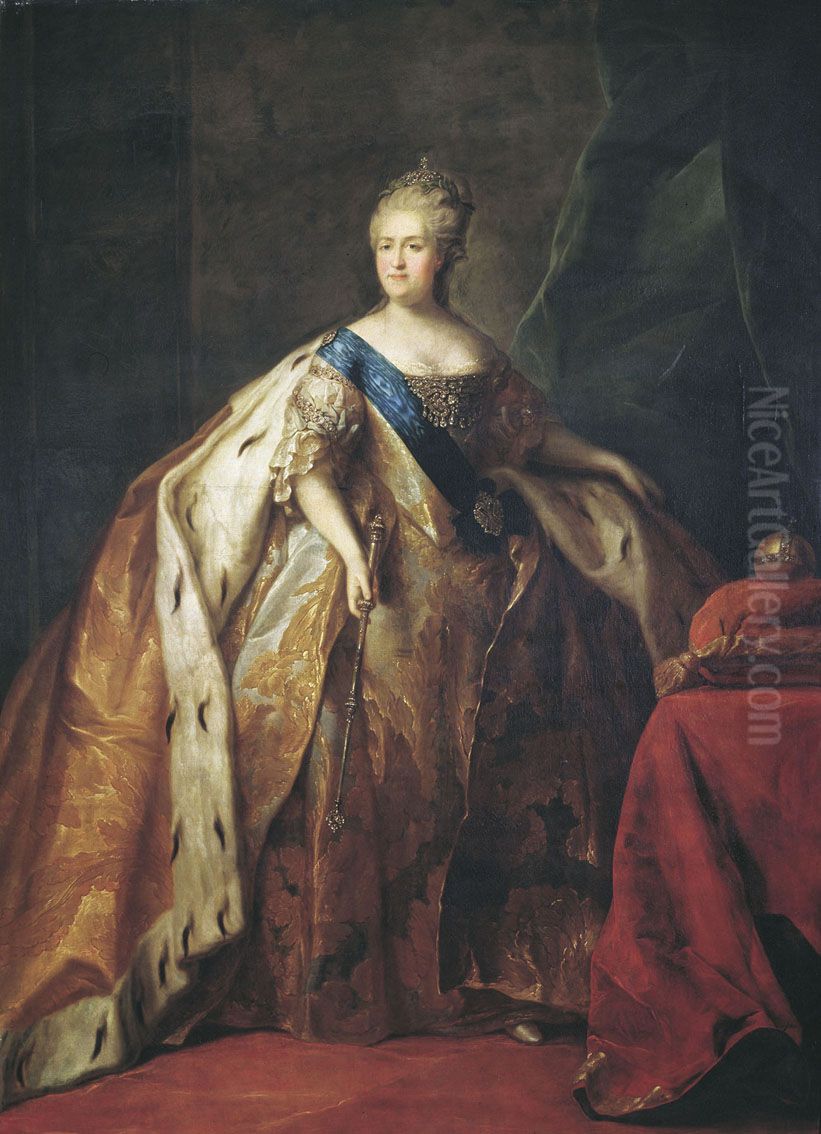 Portrait ofCatherine II of Russia(1729-1796) Oil Painting by Petr Drozhdin