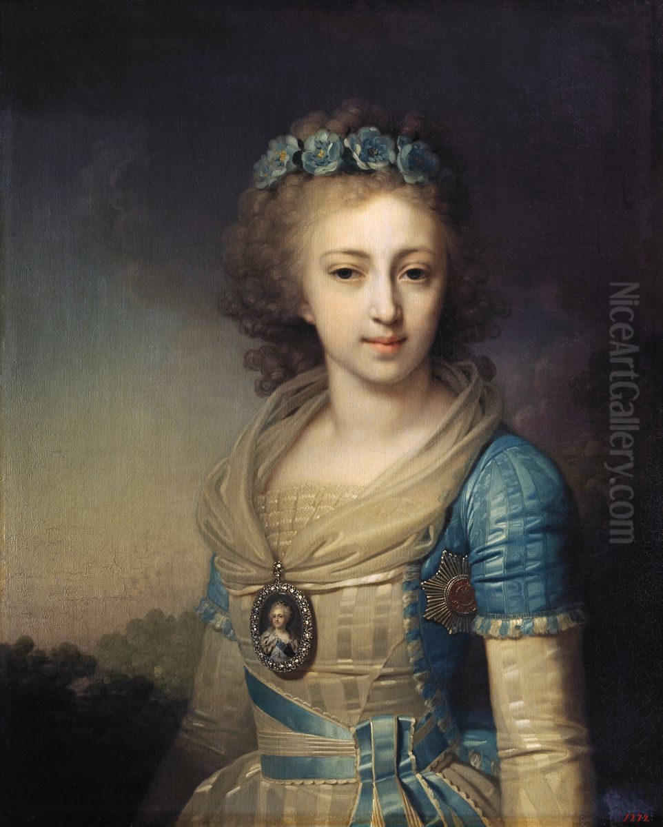 Grand Duchess Elena Pavlovna of Russia (1784-1803), later duchess of Mecklenburg-Schwerin Oil Painting by Vladimir Borovikovsky