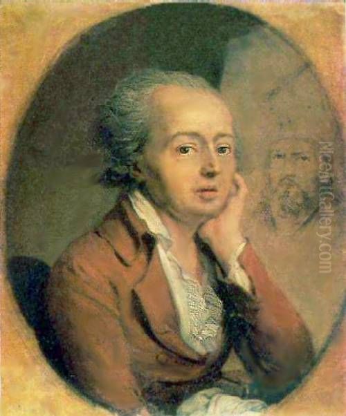 Portrait of Dmitry Levitzky (1735-1822), Russian painter Oil Painting by Vladimir Borovikovsky