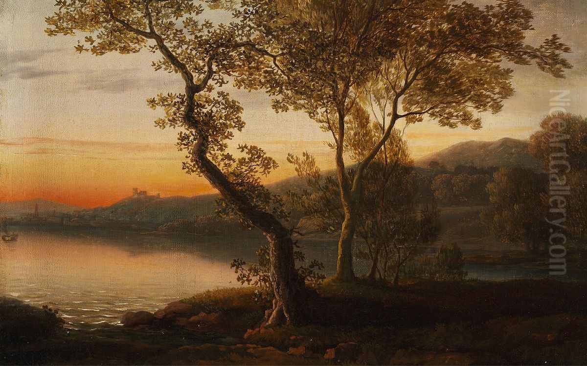 A late evening after sunset. Twilight Oil Painting by Jens Juel