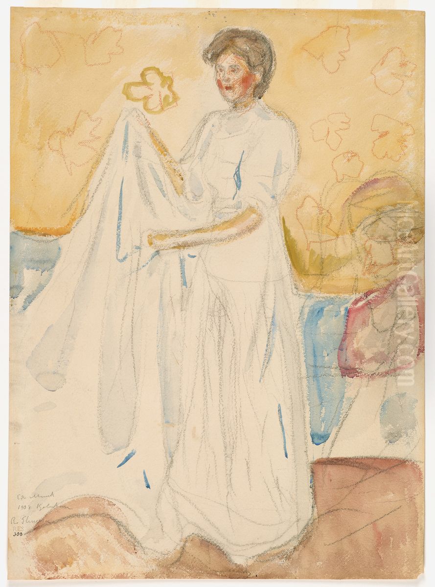 Nurse with Sheet Oil Painting by Edvard Munch