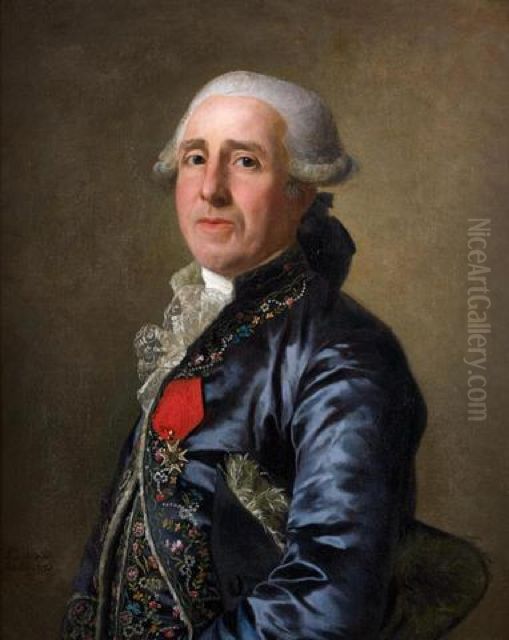 Portait de Marc-Antoine Thierry, baron de Ville d'Avray, premier valet de chambre de Louis XVI, intendant du garde meuble Oil Painting by Alexander Roslin