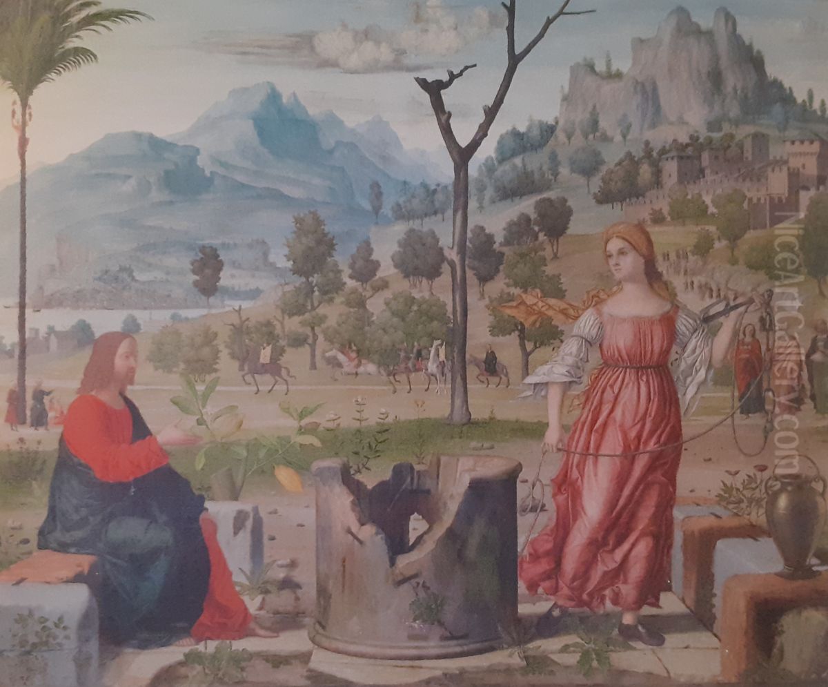 Gesu e la Samaritana al pozzo Oil Painting by Girolamo dai Libri