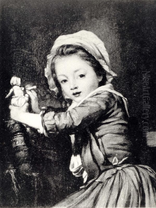 Girl playing with a doll. Oil Painting by Henri-Pierre Danloux
