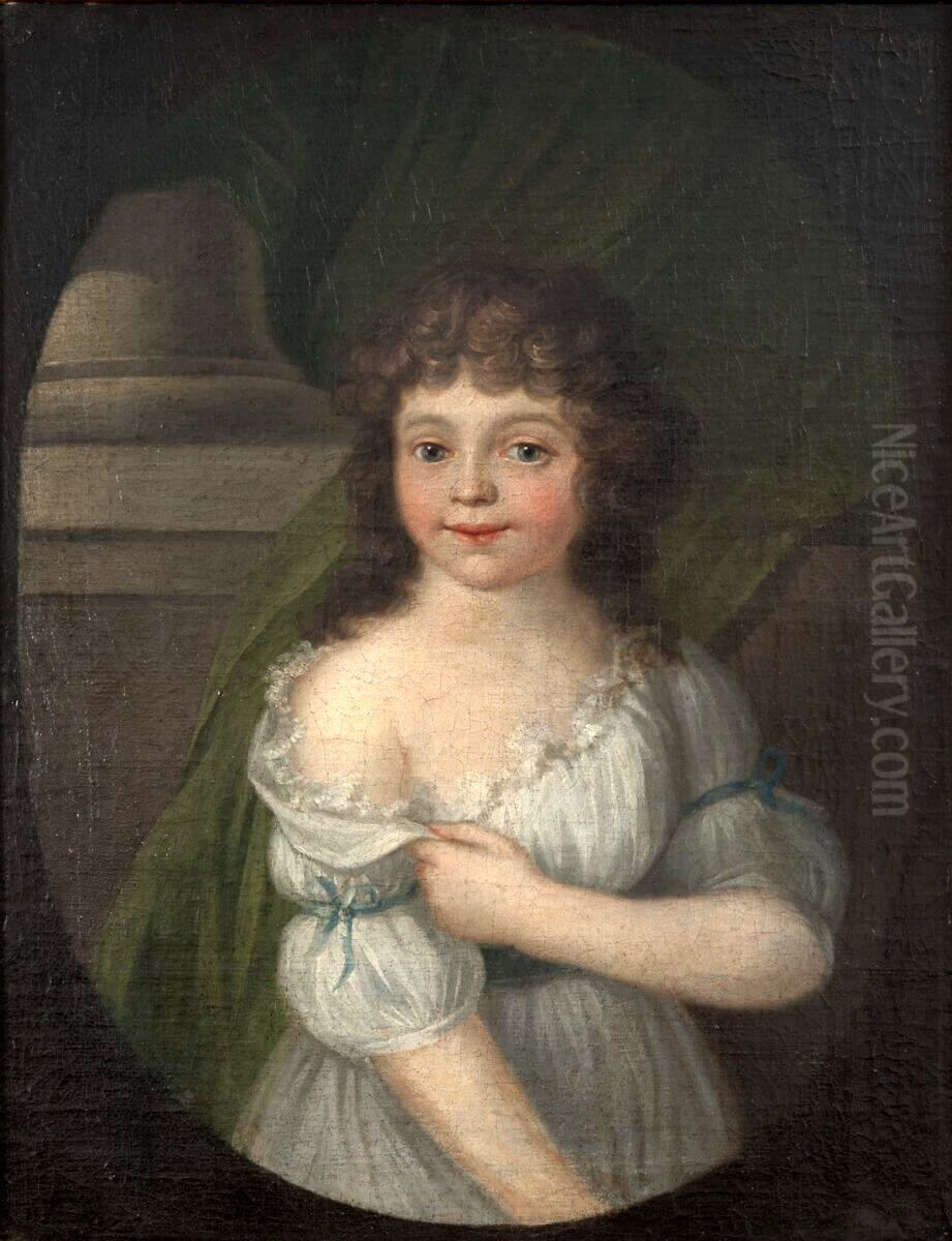 Portret Jozefy Morskiej (pozniej Antoniowej Ostrowskiej). Oil Painting by Kazimierz Wojniakowski