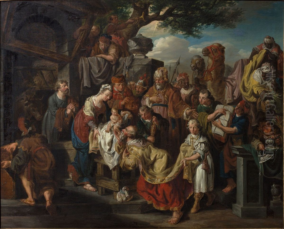 The adoration of the Magi Oil Painting by Pieter Jozef Verhaghen