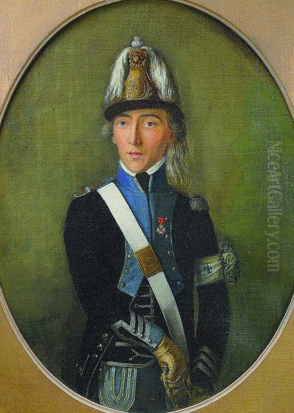 Portrait d'un capitaine de la Legion de Mirabeau, de l'Armee de Conde. Oil Painting by Unidentified painter