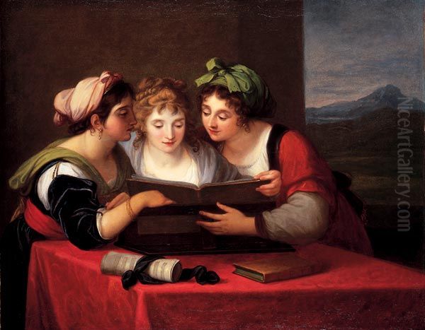 Three singers Oil Painting by Angelica Kauffmann