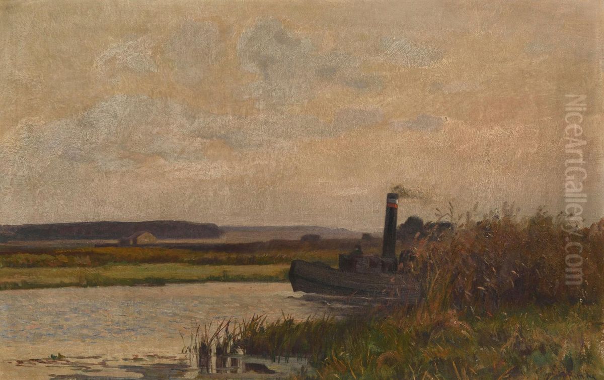 Septemberabend an der Warnow Oil Painting by Franz Bunke