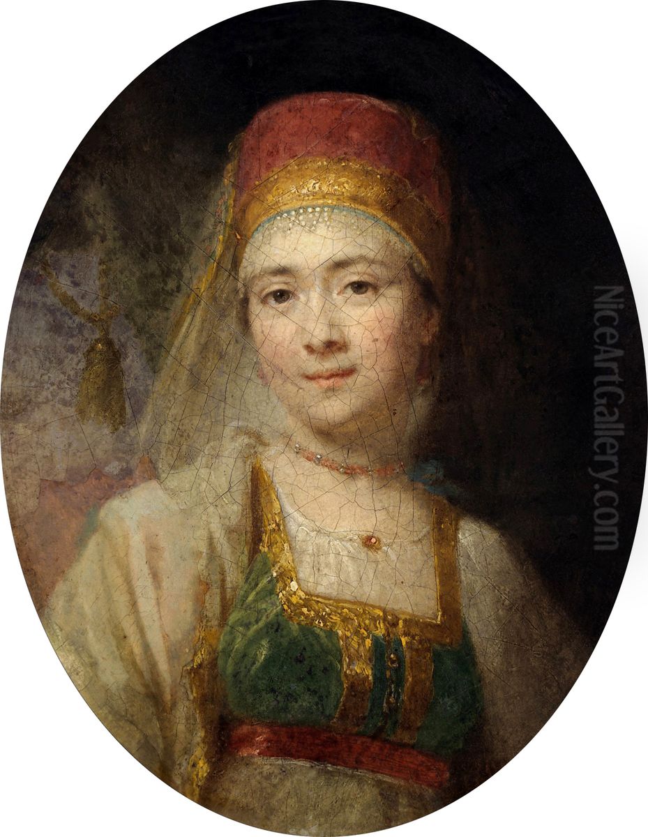 Portrait of Torzhok peasant Christinya Oil Painting by Vladimir Borovikovsky