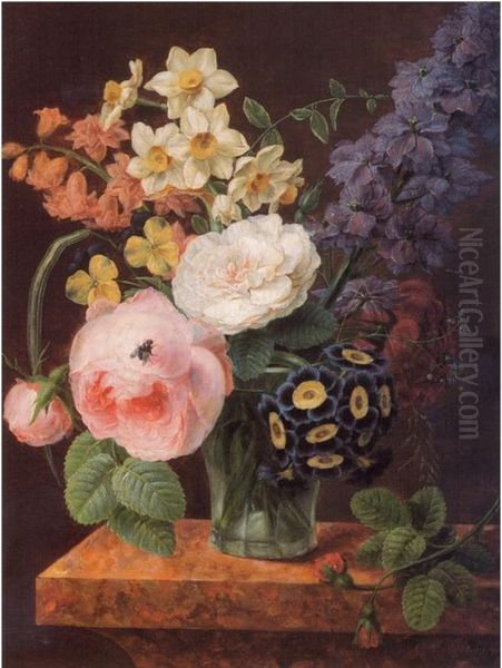 Flowers in a tumble Oil Painting by Philips Jacob Peeters