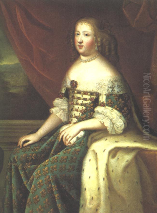 Maria Theresa of Austria, queen consort of France as wife of Louis XIV Oil Painting by Charles Beaubrun