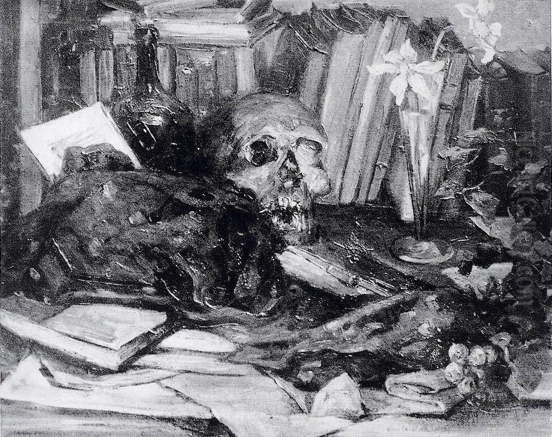 Stillleben mit Totenkopf Oil Painting by Lovis (Franz Heinrich Louis) Corinth