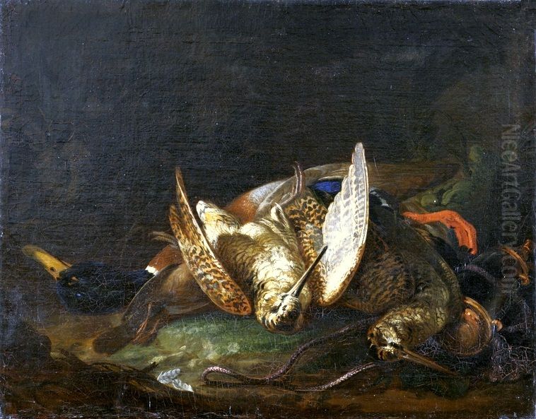 Still life with woodcocks. Oil Painting by Martino Altomonte