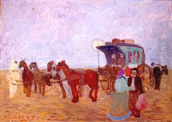 Recogiendo un pasajero Oil Painting by unknown