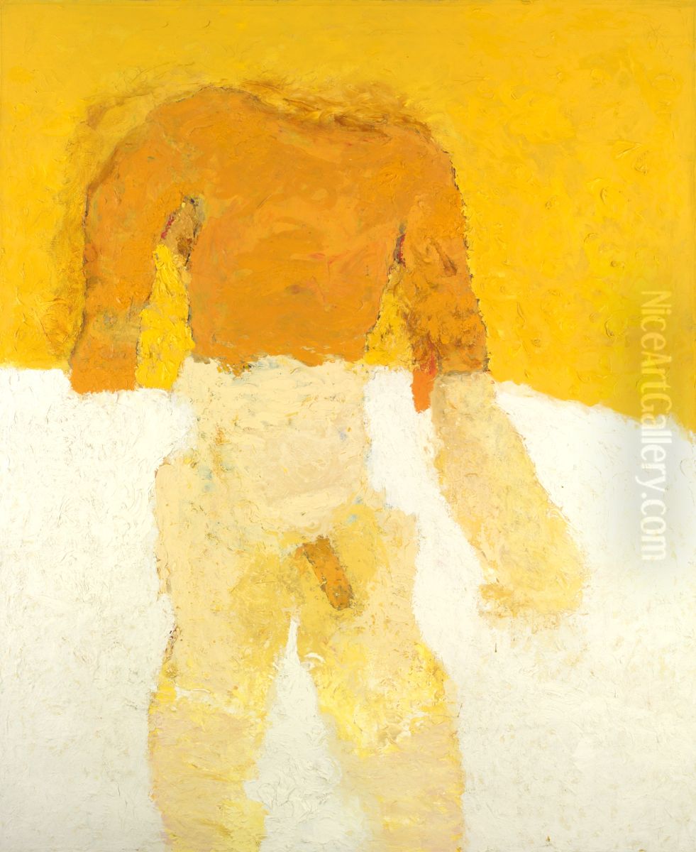 Naked man Oil Painting by Otakar Slavik