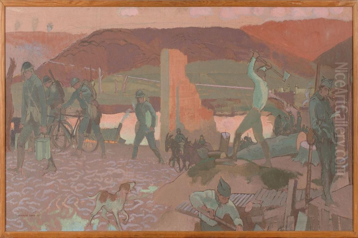 Soiree calme en premiere ligne, a Barisis Oil Painting by Maurice Denis