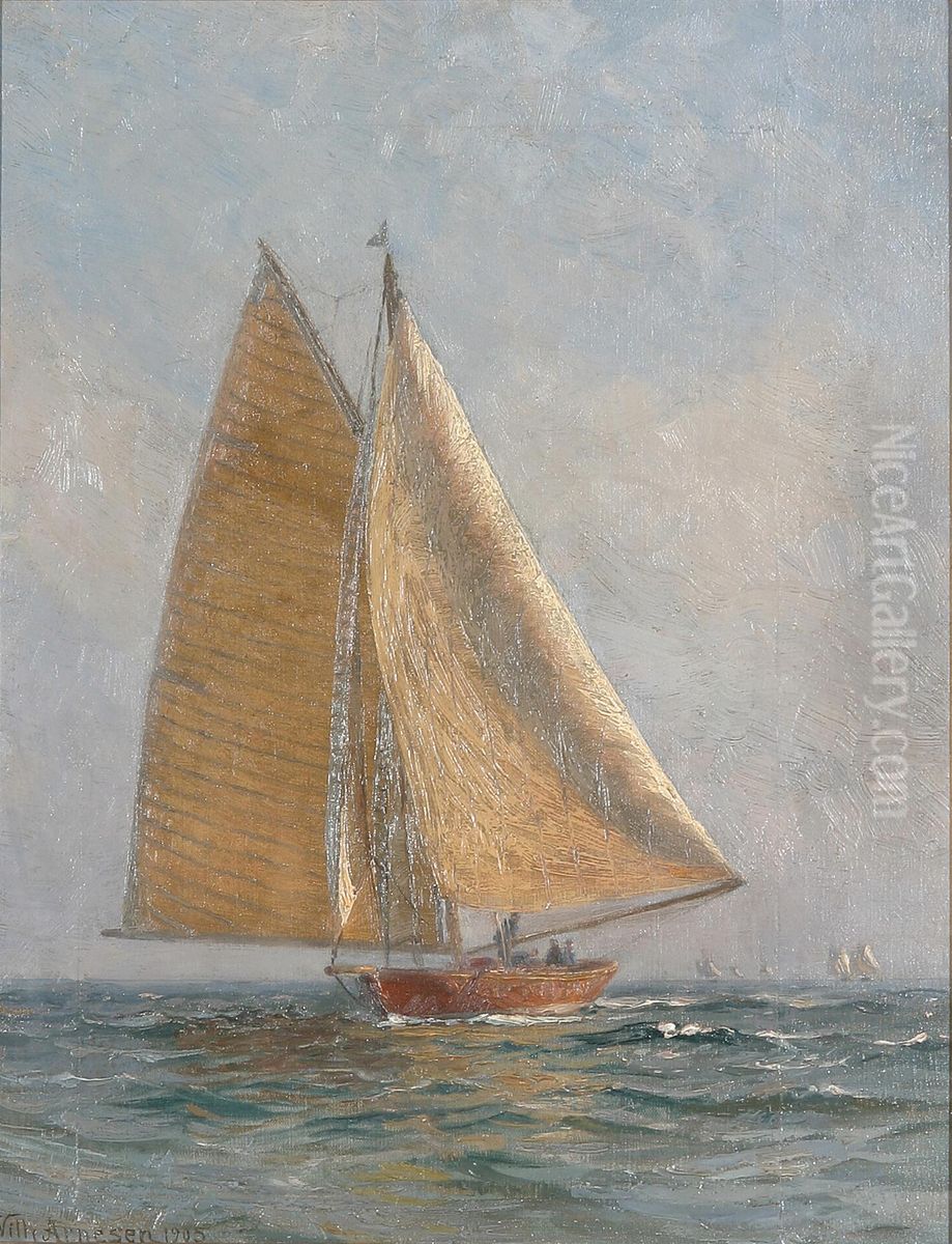 Ships at sea. 1905. Oil Painting by Vilhelm Arnesen