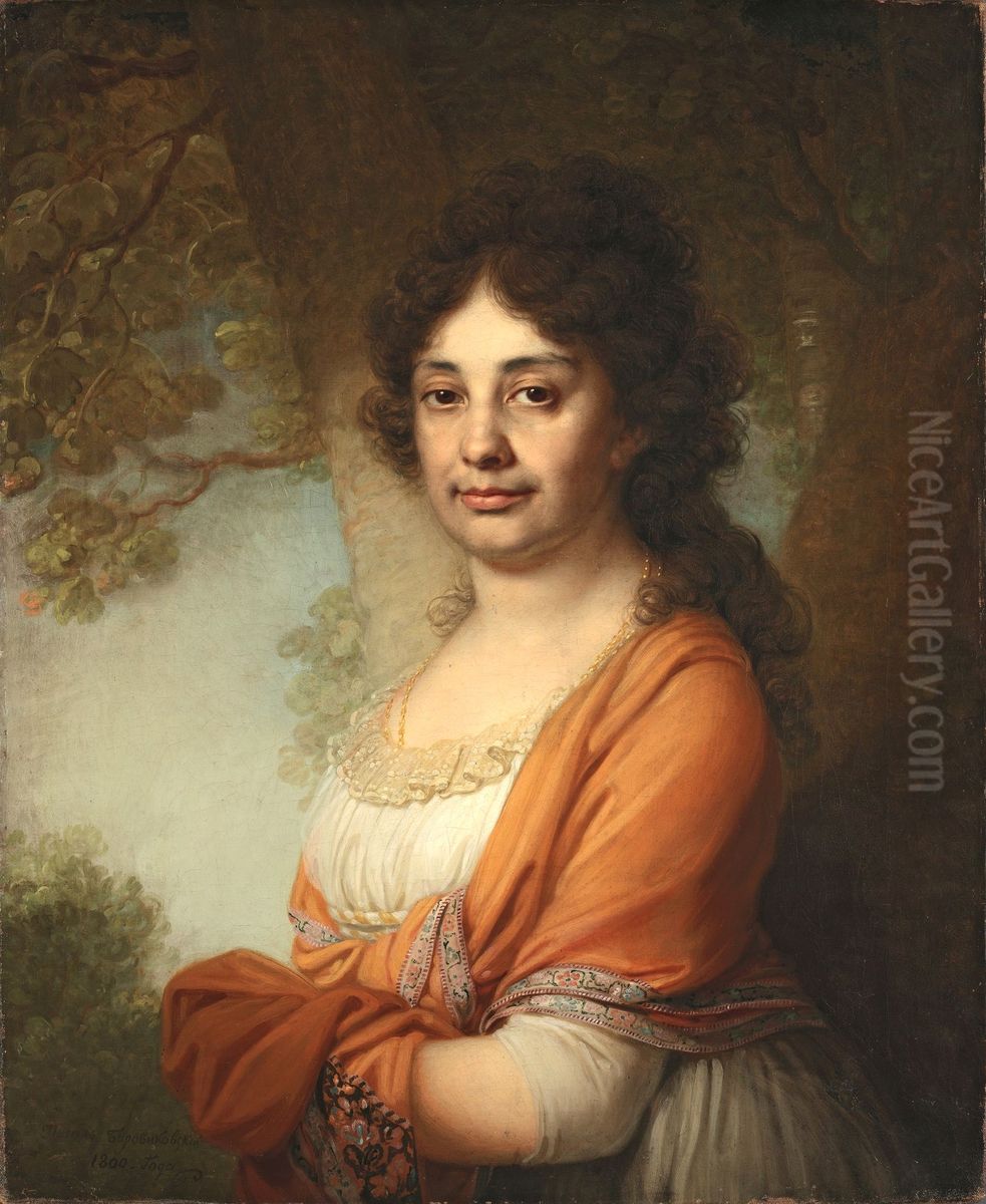 <<Portret neizvestnoj v zeltoj sali>> Oil Painting by Vladimir Borovikovsky