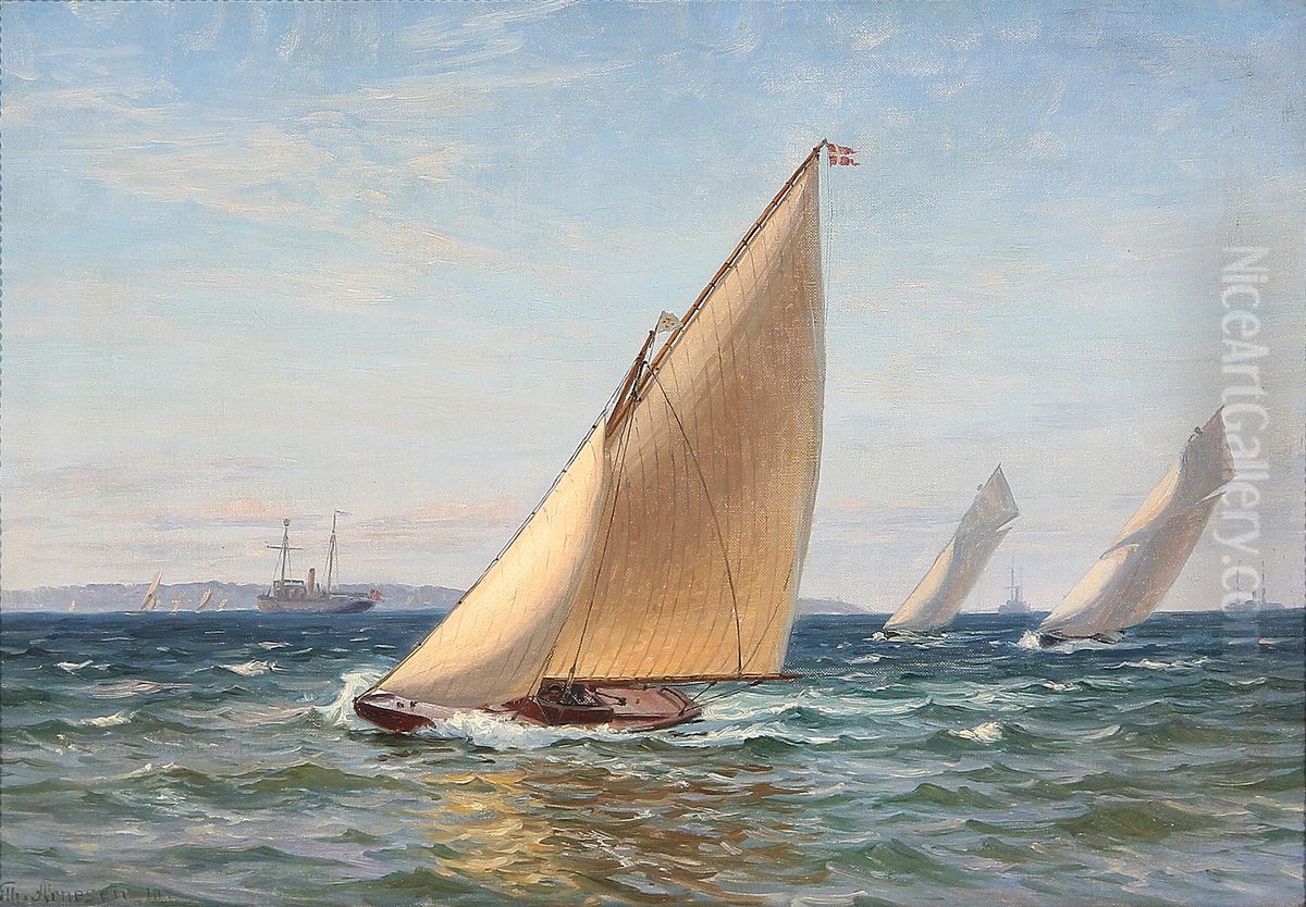 A race on the Sound. Oil Painting by Vilhelm Arnesen
