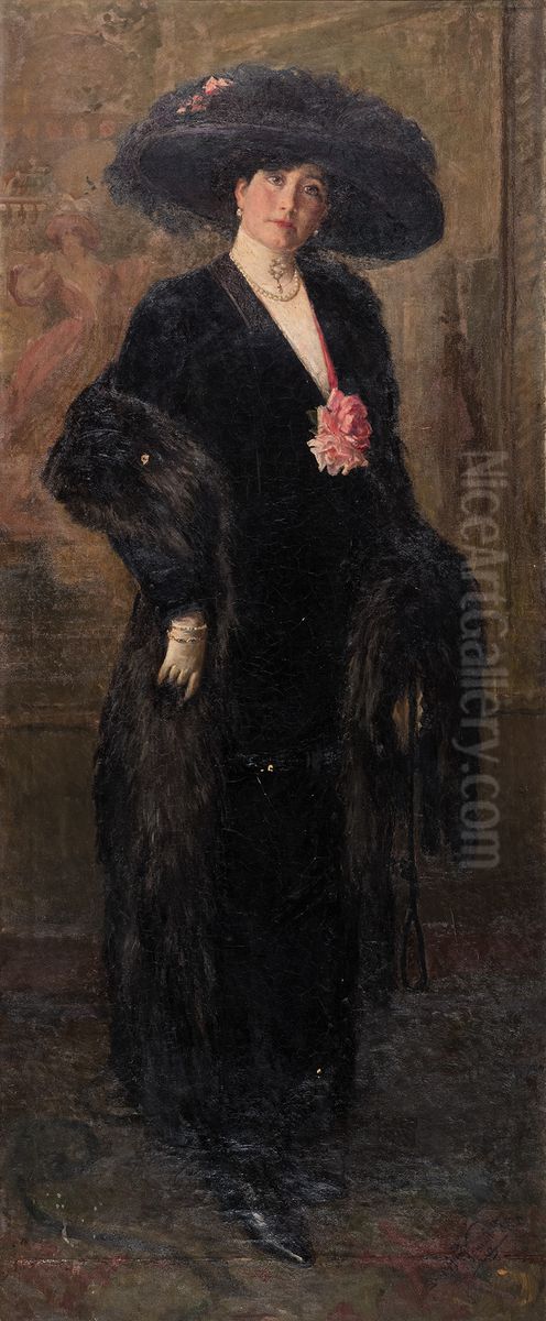 Portrait of Gemma Maria Gaddini Pecci Blunt Oil Painting by Giuseppina Vannutelli