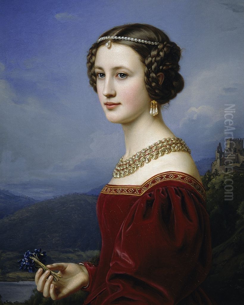 Portrait of Cornelia Vetterlein (1811-1862) Oil Painting by Joseph Karl Stieler