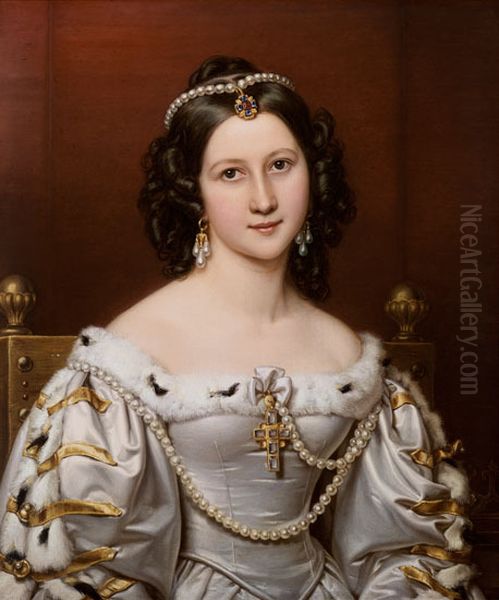 Charlotte von Hagn Oil Painting by Joseph Karl Stieler