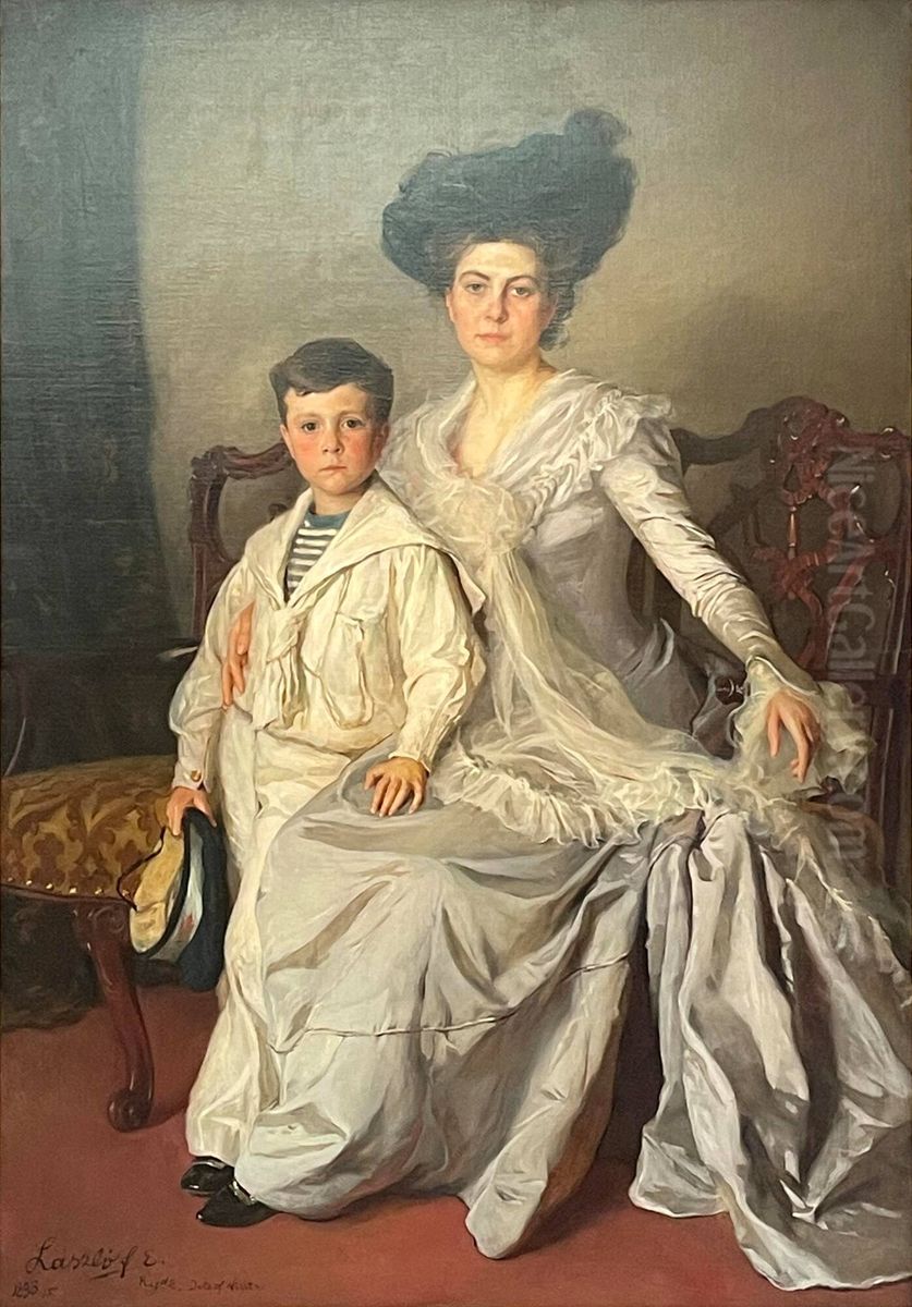 Mrs. Joseph Grafton Minot and her son, Grafton Oil Painting by Philip de Laszlo